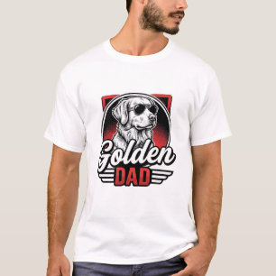 T-shirt Badge Lunettes de soleil Rétro Papa Chien Retrieve