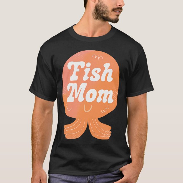 T-shirt Badge Maman Poisson (Orange) (Devant)