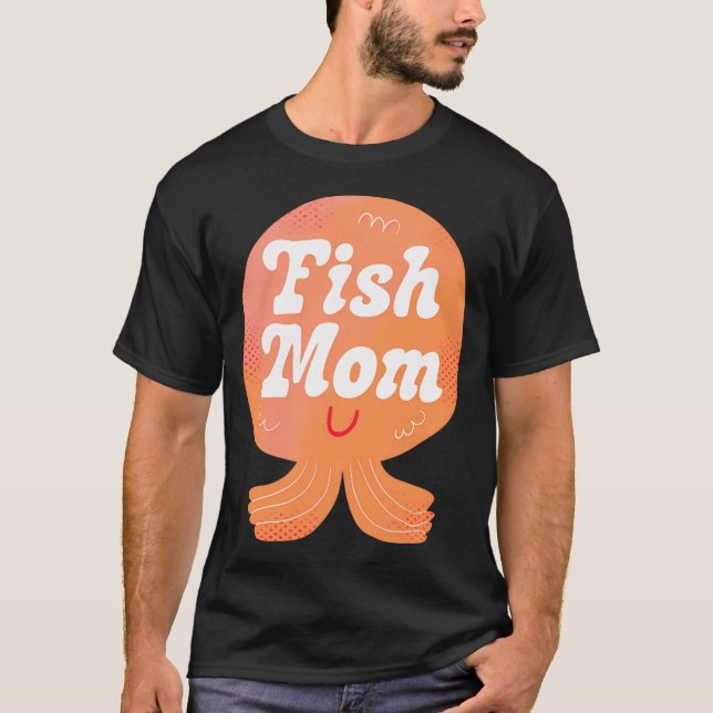 T-shirt Badge Maman Poisson (Rose) (Devant)
