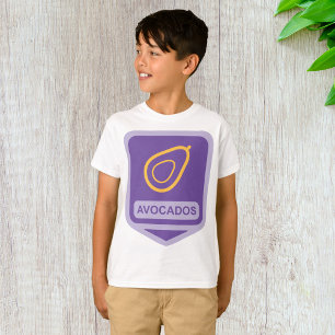 T-shirt Badge minimaliste Avocado en violet et or