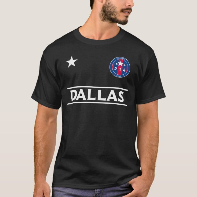 T-shirt Badge rond Dallas City 214 avec étoiles - Texas De (Devant)