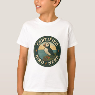 T-shirt Badge Vintage côtier de Puffin Atlantique