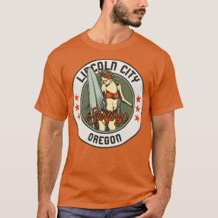 T-shirt Badge vintage de surf pour Lincoln City Oregon