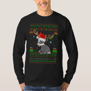 T-shirt Badger Animal Santa Hat Correspondant Vilain Badge