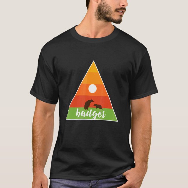 T-shirt Badger Animal Triangle Nature Avec Soleil (Devant)