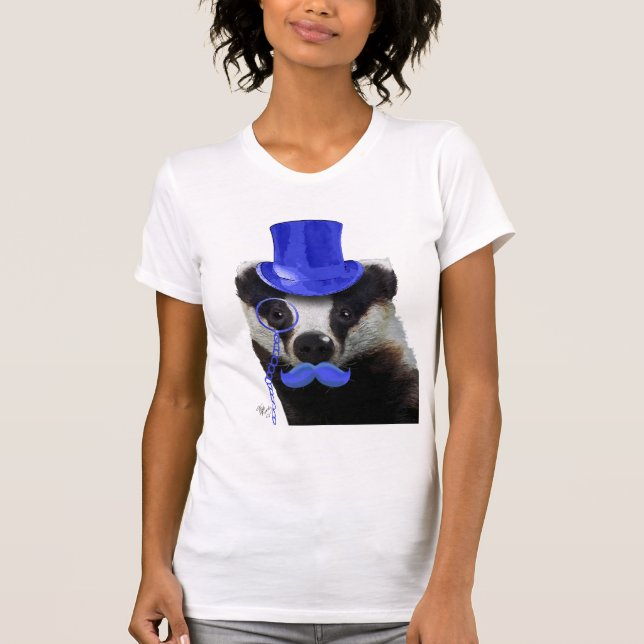 T-shirt Badger avec chapeau bleu et moustache (Devant)