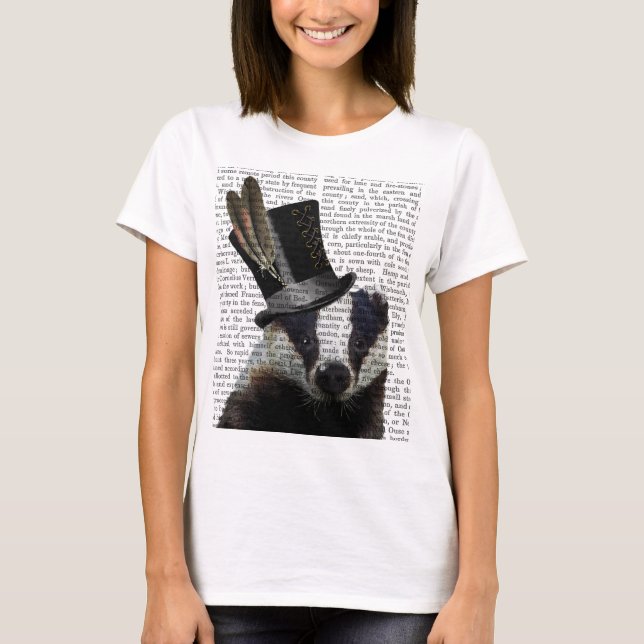T-shirt Badger de Steampunk dans le chapeau supérieur (Devant)