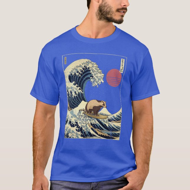 T-shirt Badger Kanagawa Japanese Surfing Wave girl (Devant)