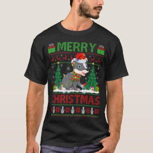 T-shirt Badger Xmas Tree éclaire mauvais Père Noël Badger
