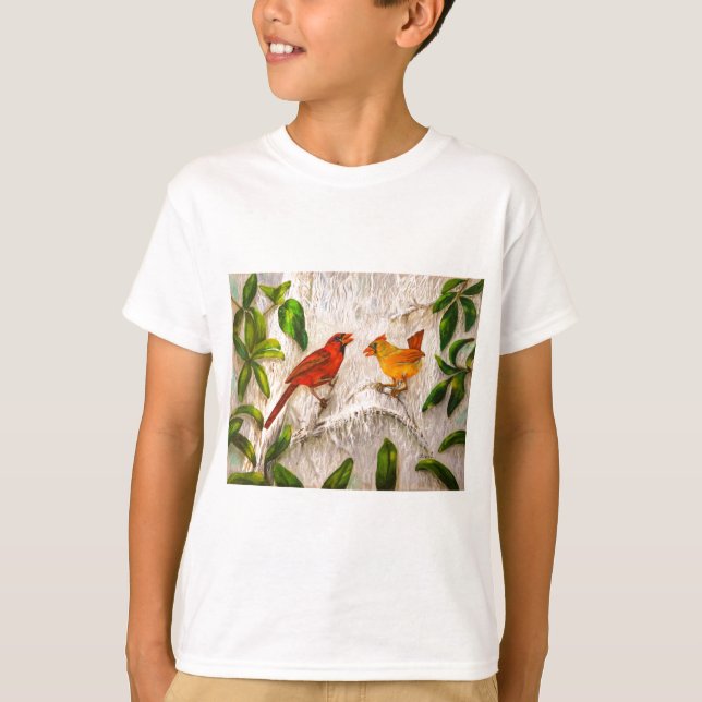 T-shirt Badine des oiseaux de cardinal d'habillement (Devant)