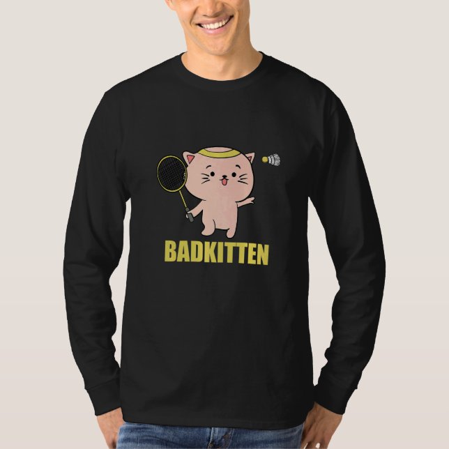 T-shirt Badkitten Badminton Cat Player  (Devant)