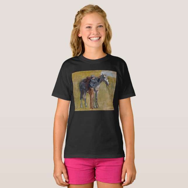 T-shirt Badlands américaines : Cow-boy du Far West avec ch (Devant entier)