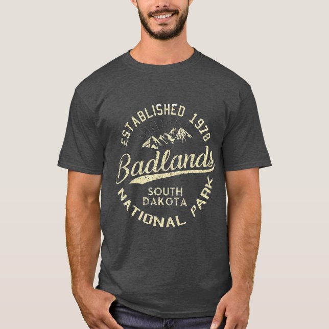 T-shirt Badlands National Park Randonnée Rétro Vintage (Devant)