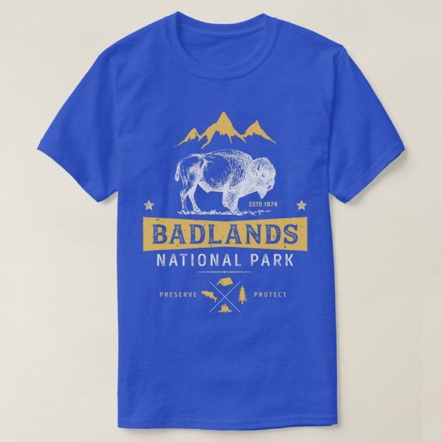 T-shirt Badlands National Park T Buffalo Bison Dakot Sud (Design devant)