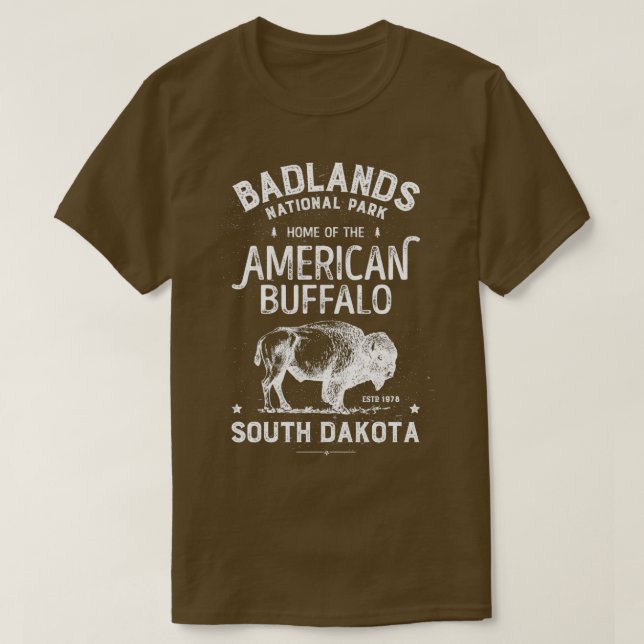 T-shirt Badlands National Park T Buffalo Bison Dakot Sud (Design devant)