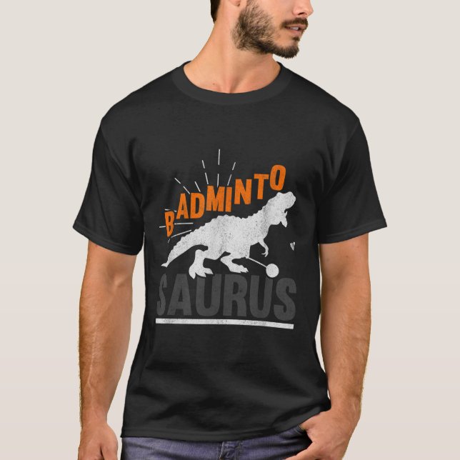 T-shirt Badminto Saurus Rex Birdie Navette Dinosaure Badmi (Devant)