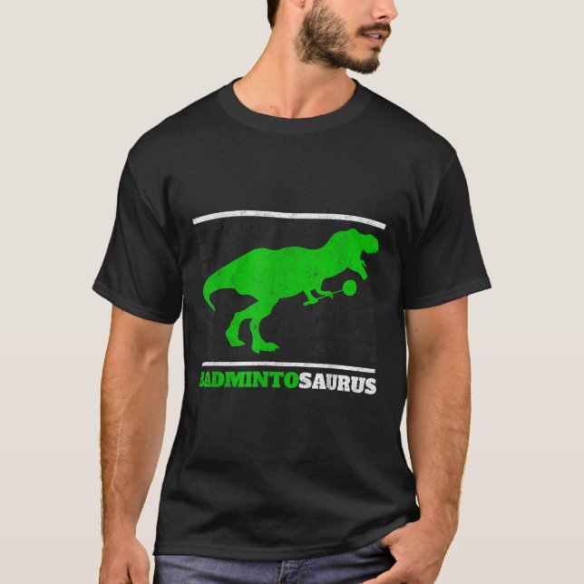 T-shirt Badminto Saurus Rex Birdie Shuttle Dino Badminton  (Devant)