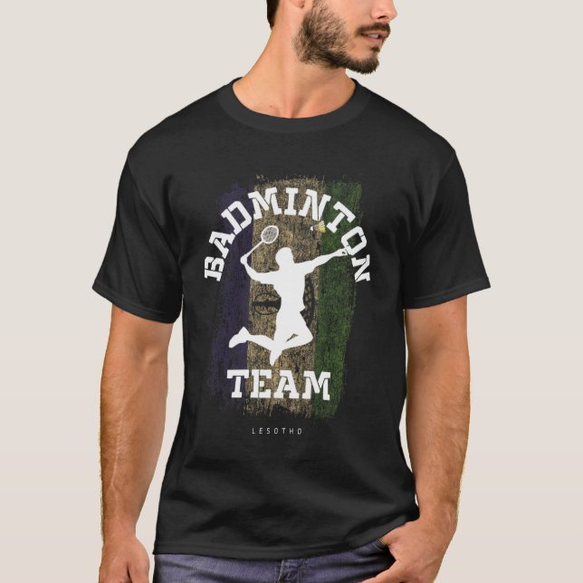 T-shirt Badminton Lesotho Net Games Player Badminton (Devant)
