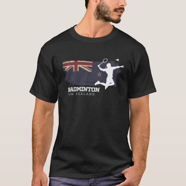 T-shirt Badminton New Zealand Net Games Player Badminton (Devant)