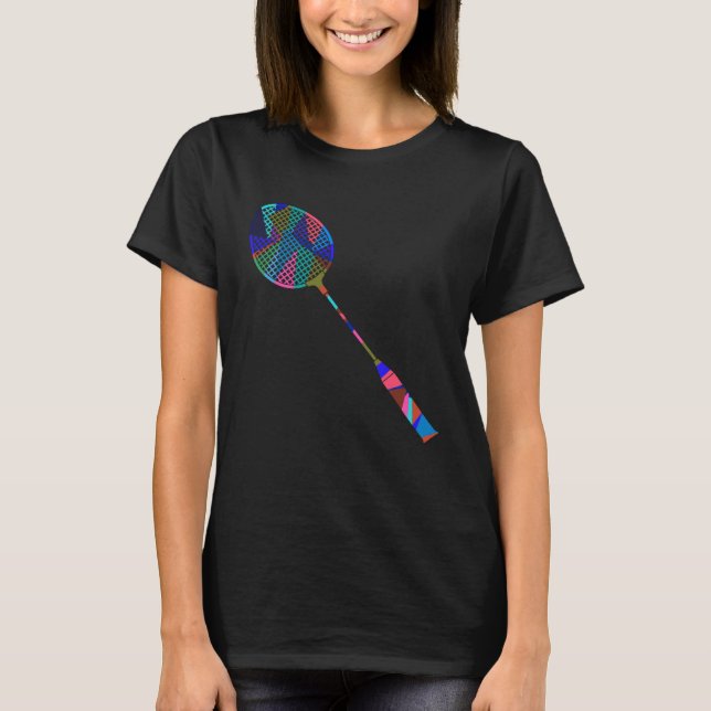 T-shirt Badminton Player Racket Shuttlecock Hobby Sports (Devant)