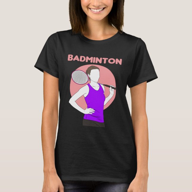 T-shirt Badminton Racquet Sport Woman Girl Strokes  1 (Devant)