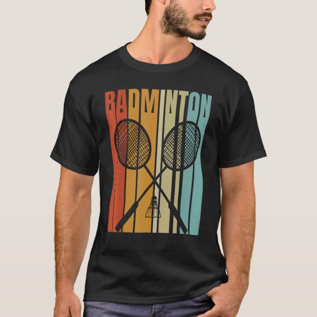 T-shirt Badminton Rétro Et Shuttlecock (Devant)