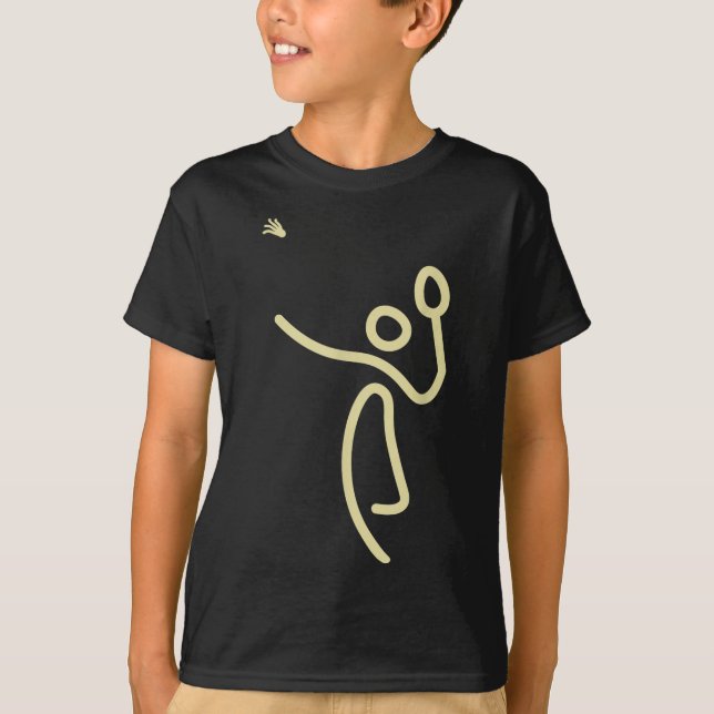 T-shirt Badminton Stick Man - Shuttle Gift Idea (Devant)