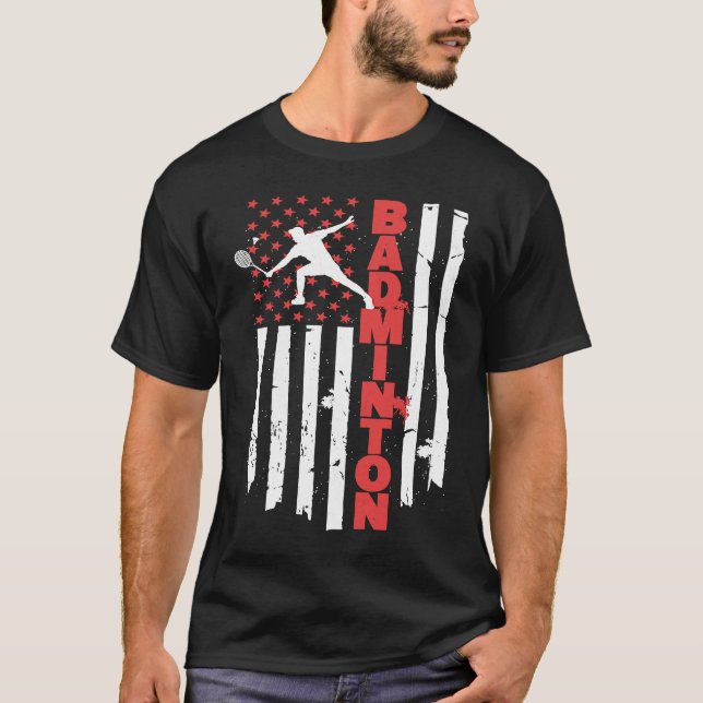 T-shirt Badminton Team American Flag USA Badminton (Devant)