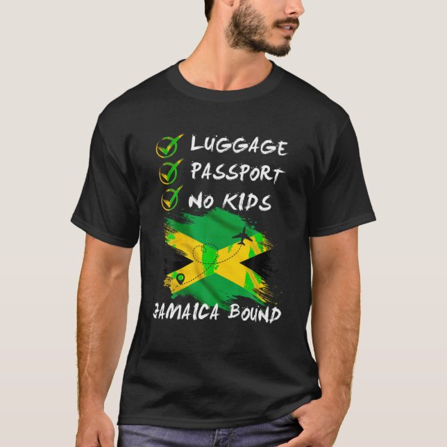 T-shirt Bagages Passeport Pas Enfants Jamaïque Voyage Vaca (Devant)