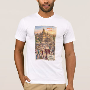 T-shirt Bagan Myanmar Anciens Temples Aquarelle Voyage Ar