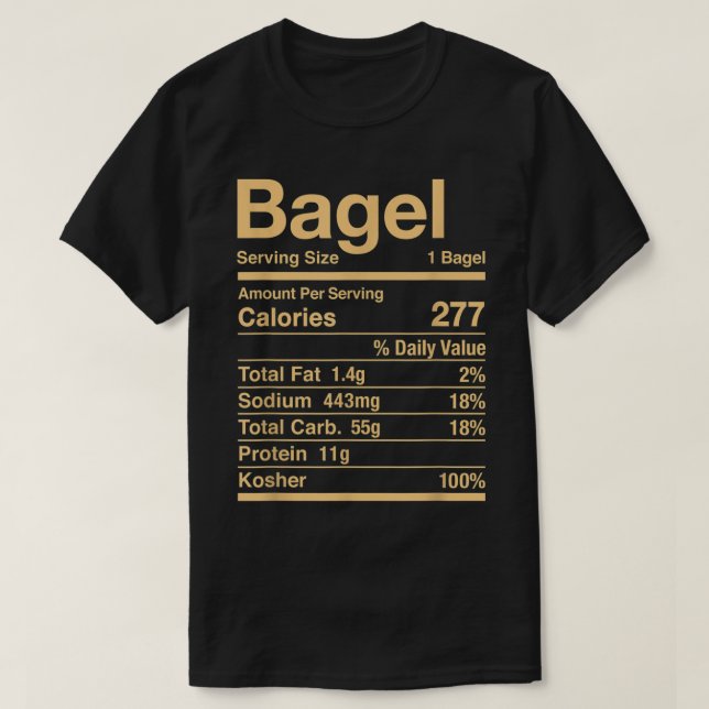 T-shirt Bagel Nutrition Facts Jewish Kosher Food Hanoukka (Design devant)