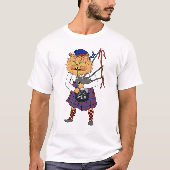 T-shirt Bagpipe jouant au chat écossais (Devant)