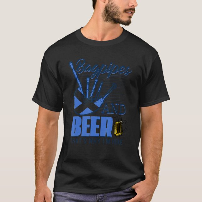 T-shirt Bagpipes et bières c'est pourquoi je suis ici écos (Devant)