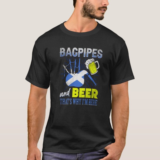 T-shirt Bagpipes et bières c'est pourquoi je suis ici écos (Devant)