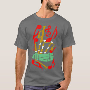 T-shirt Bagpipes Red Music Notes amis