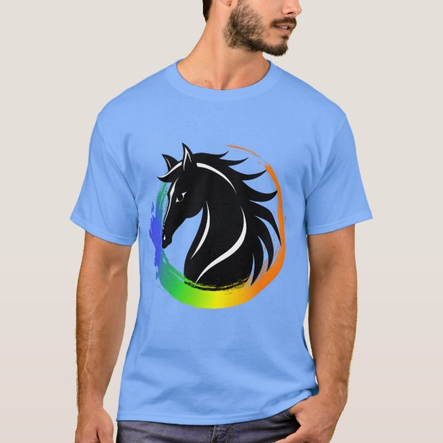 T-shirt bague de couleur tête de cheval drôle (Devant)