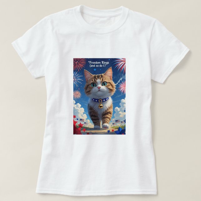 T-shirt Bagues de liberté (Et Moi aussi) - Chat patriotiqu (Design devant)