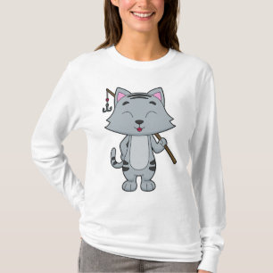 T-shirt Baguette de pêche de chat