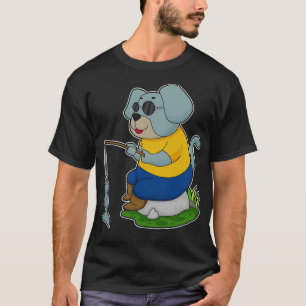 T-shirt Baguette de pêche du chien