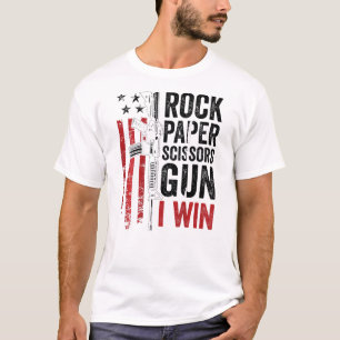 T-shirt Baguette de pistolet à ciseaux de papier sur le do