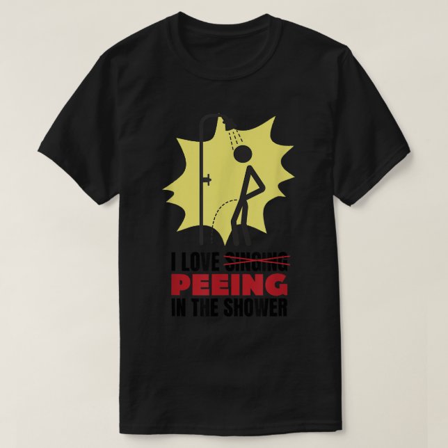 T-shirt Baguette Drôle Douche J'Aime Chanter Peeing Dans (Design devant)