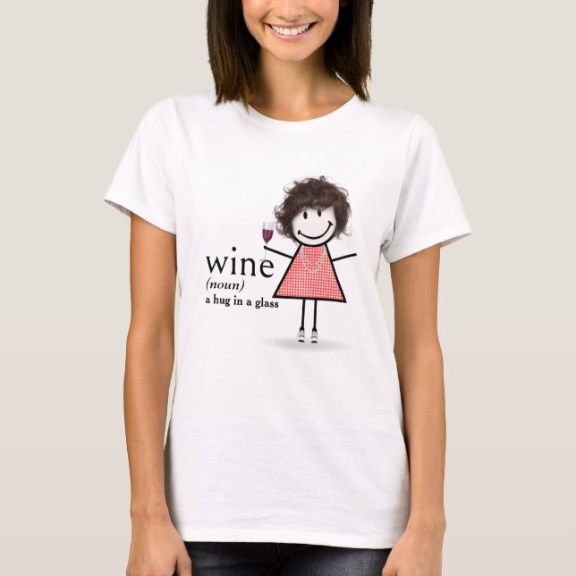 T-shirt Baguette Figure Girl Avec Verre Rouge (Devant)