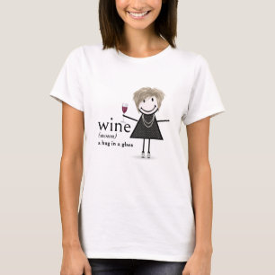 T-shirt Baguette Figure Girl Avec Vin Rouge