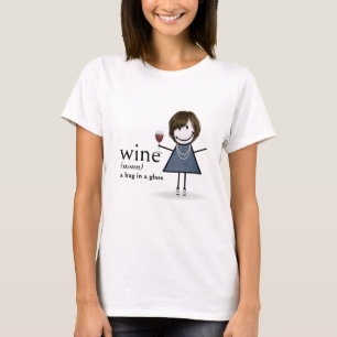 T-shirt Baguette Figure Girl Avec Vin Rouge