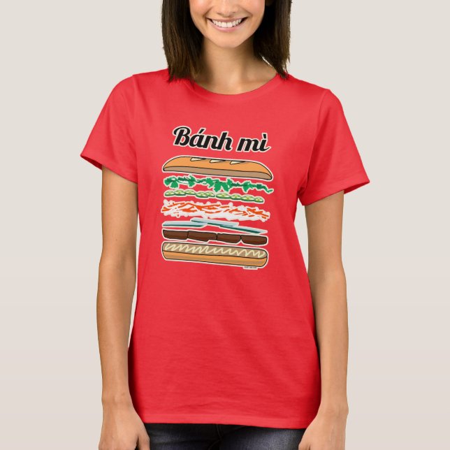T-shirt Baguette vietnamienne de pain français de sandwich (Devant)