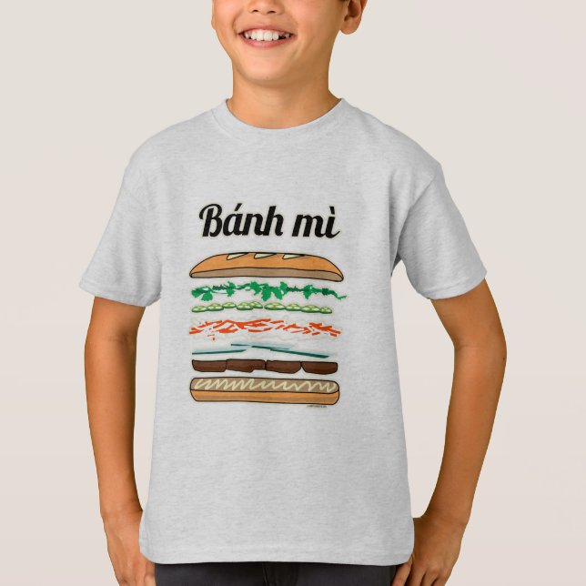 T-shirt Baguette vietnamienne de pain français de sandwich (Devant)