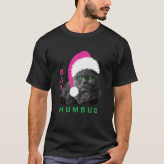 T-shirt Bah Humbug Chat Santa Hat Noël Holiday_1