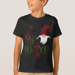 T-shirt Bah Humbug Gnome Red Plaid Grumpy Holiday Christma