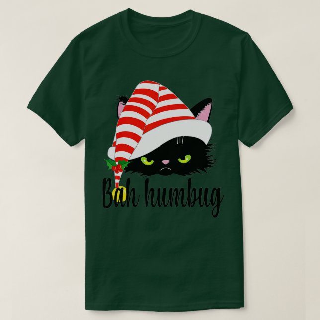 T-shirt Bah Humbug Joyeux Noël Funny Amoureux des chats (Design devant)