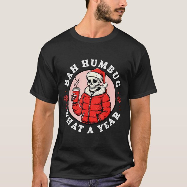T-shirt Bah Humbug Skull Hat Santa's Candy Christmas Pajam (Devant)